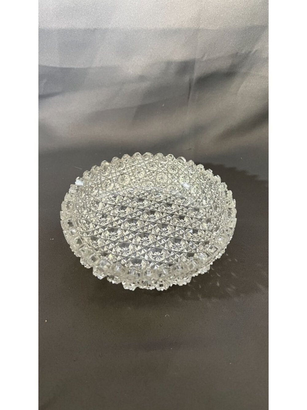 Vintage Clear Cut Glass Bowl Starburst Pattern Decorative Dish
